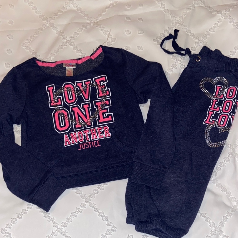 Justice Kids Blue and Pink Joggers Set